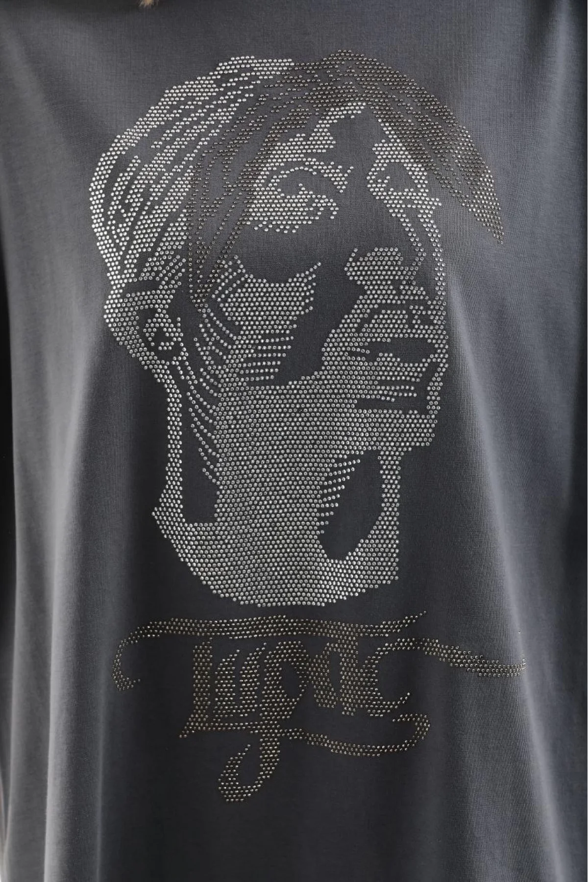 Unisex Taş Desenli Oversize T-Shirt - Füme