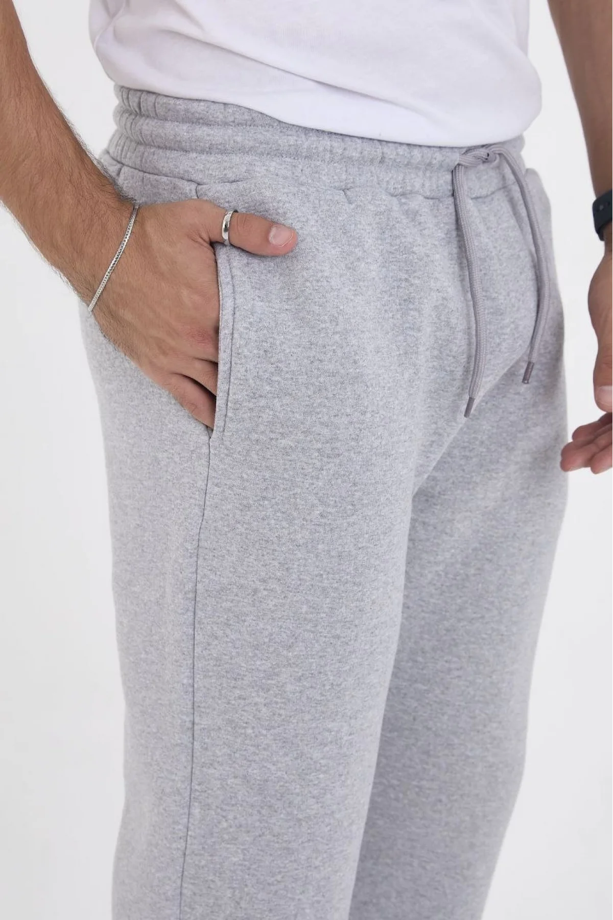 Erkek Üç İplik Basic Eşofman Pantolon - Gri