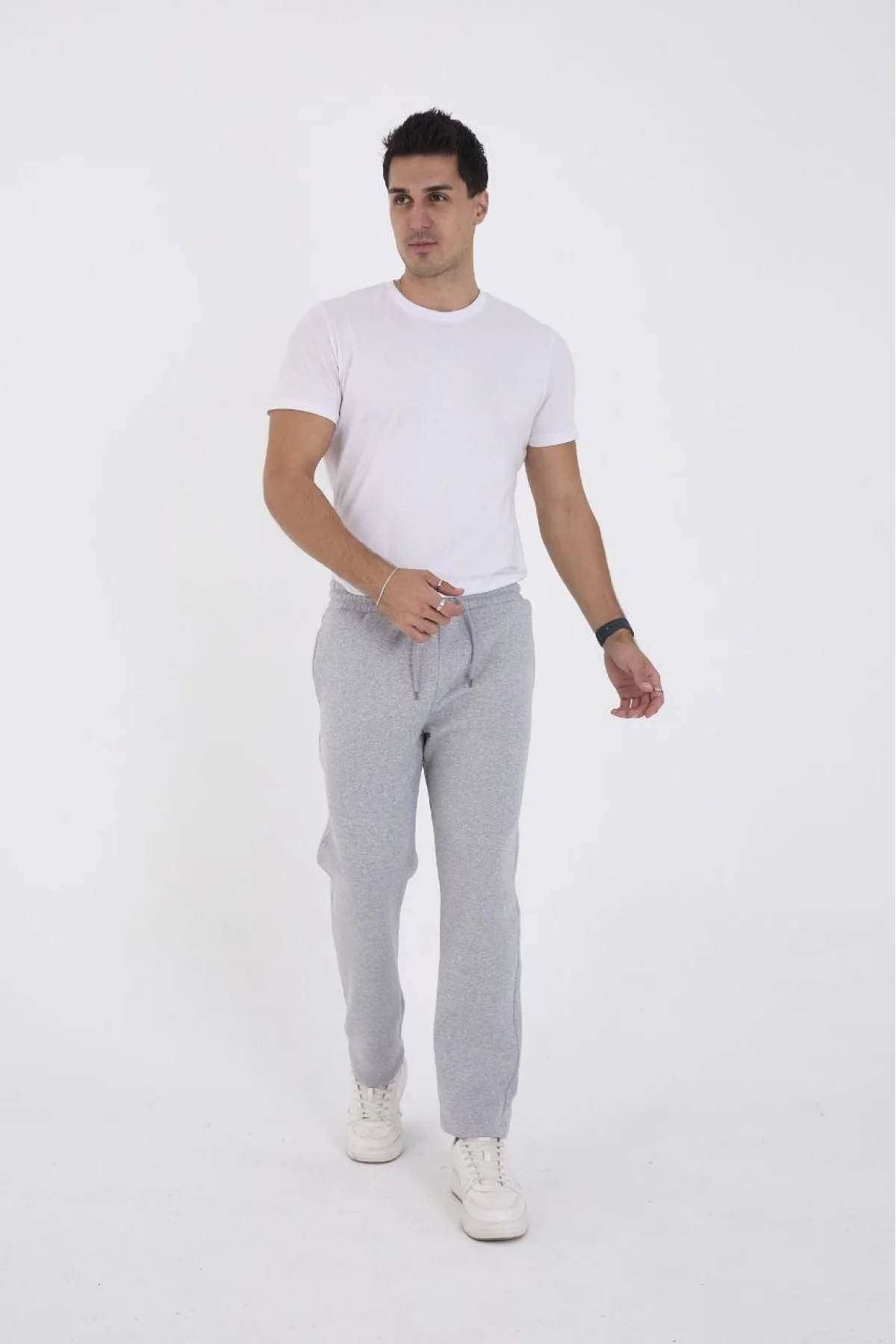 Erkek Üç İplik Basic Eşofman Pantolon - Gri