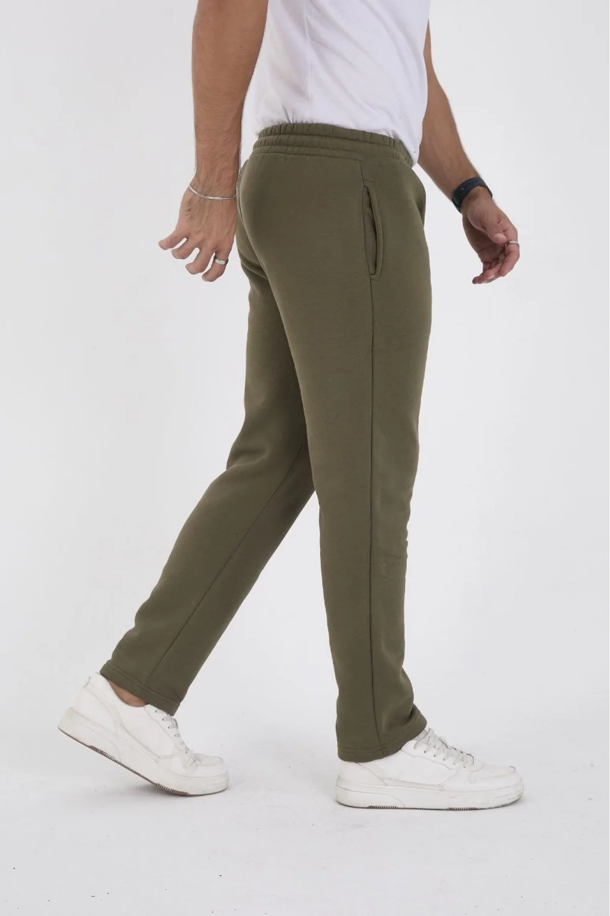 Erkek Üç İplik Basic Eşofman Pantolon - Haki