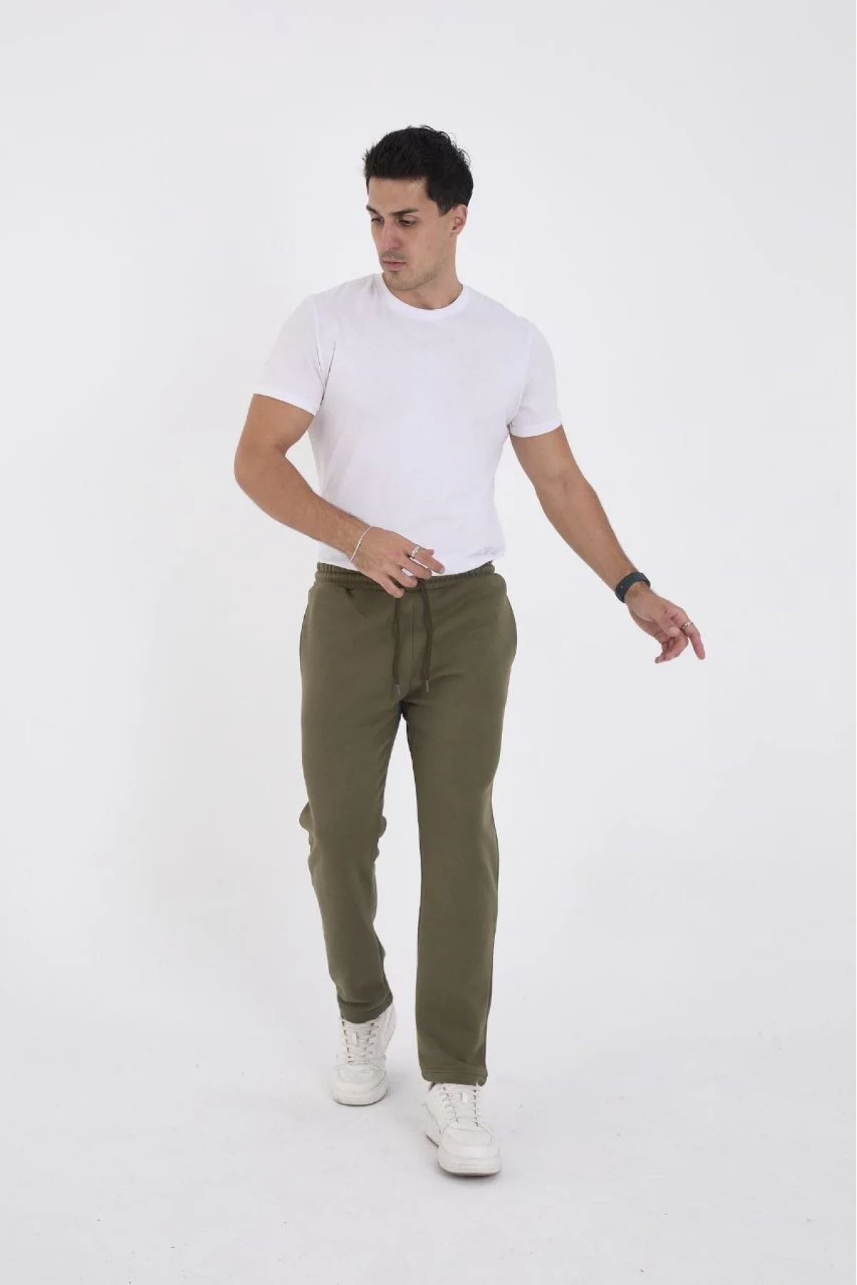 Erkek Üç İplik Basic Eşofman Pantolon - Haki