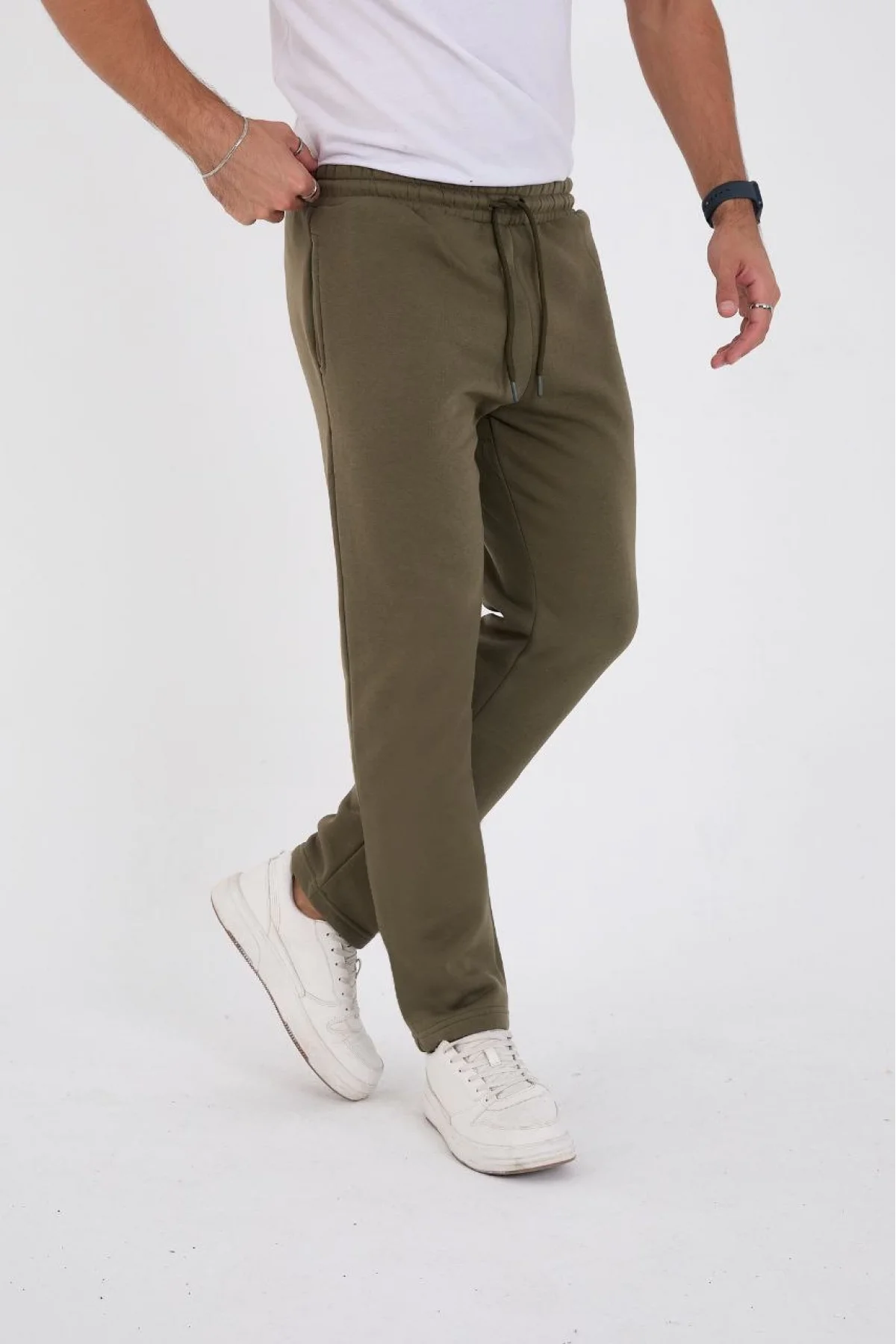 Erkek Üç İplik Basic Eşofman Pantolon - Haki