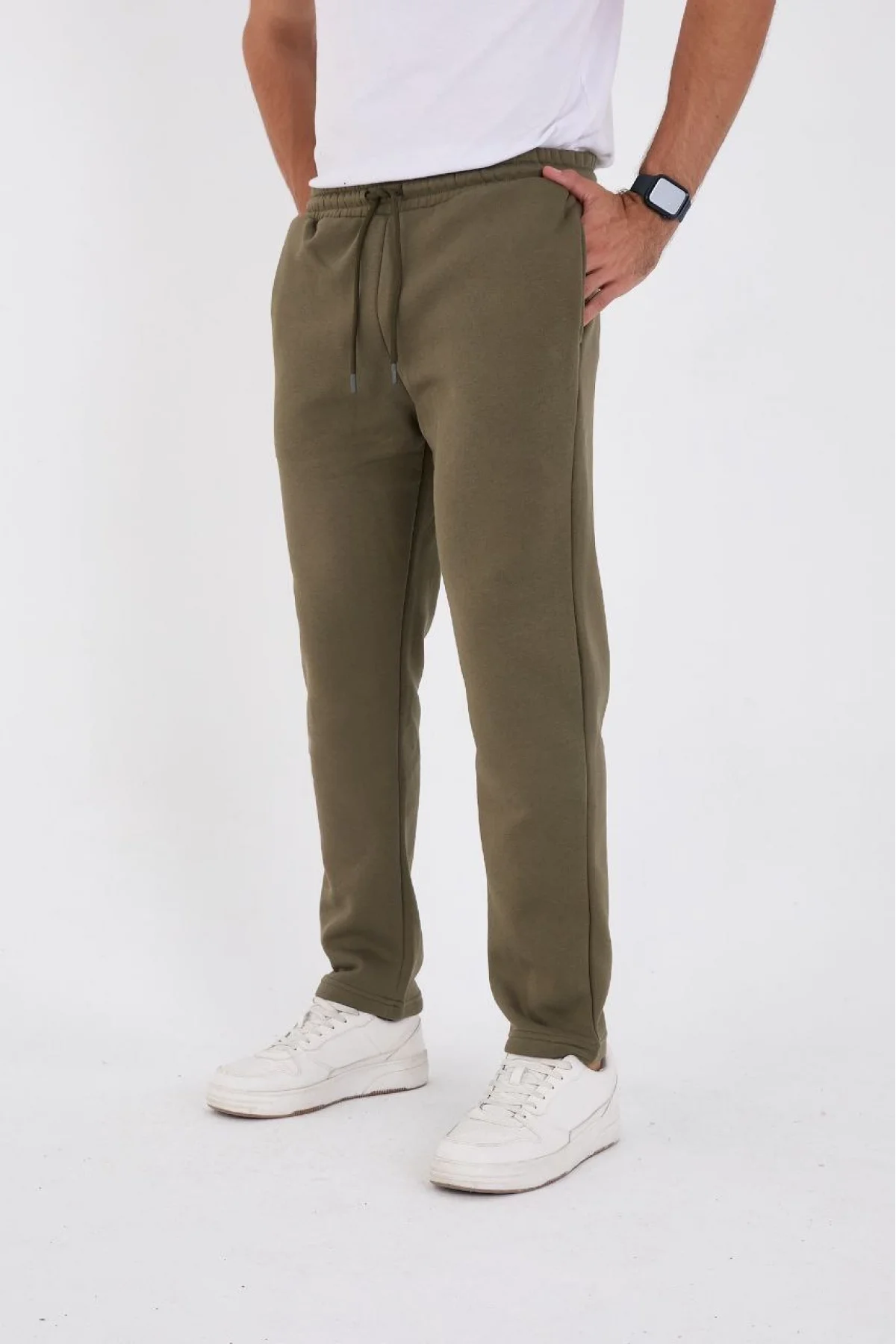 Erkek Üç İplik Basic Eşofman Pantolon - Haki