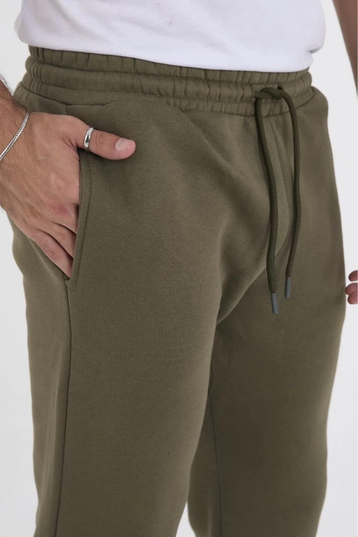 Erkek Üç İplik Basic Eşofman Pantolon - Haki