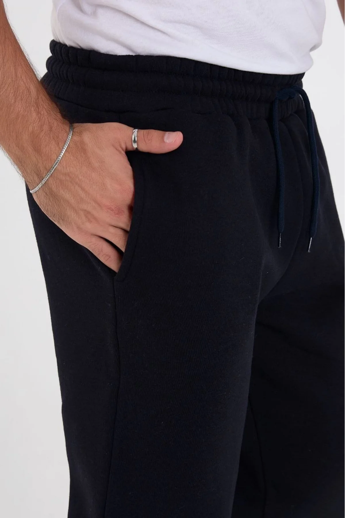 Unisex Üç İplik Basic Eşofman Özel Tasarım Pantolon - Lacivert