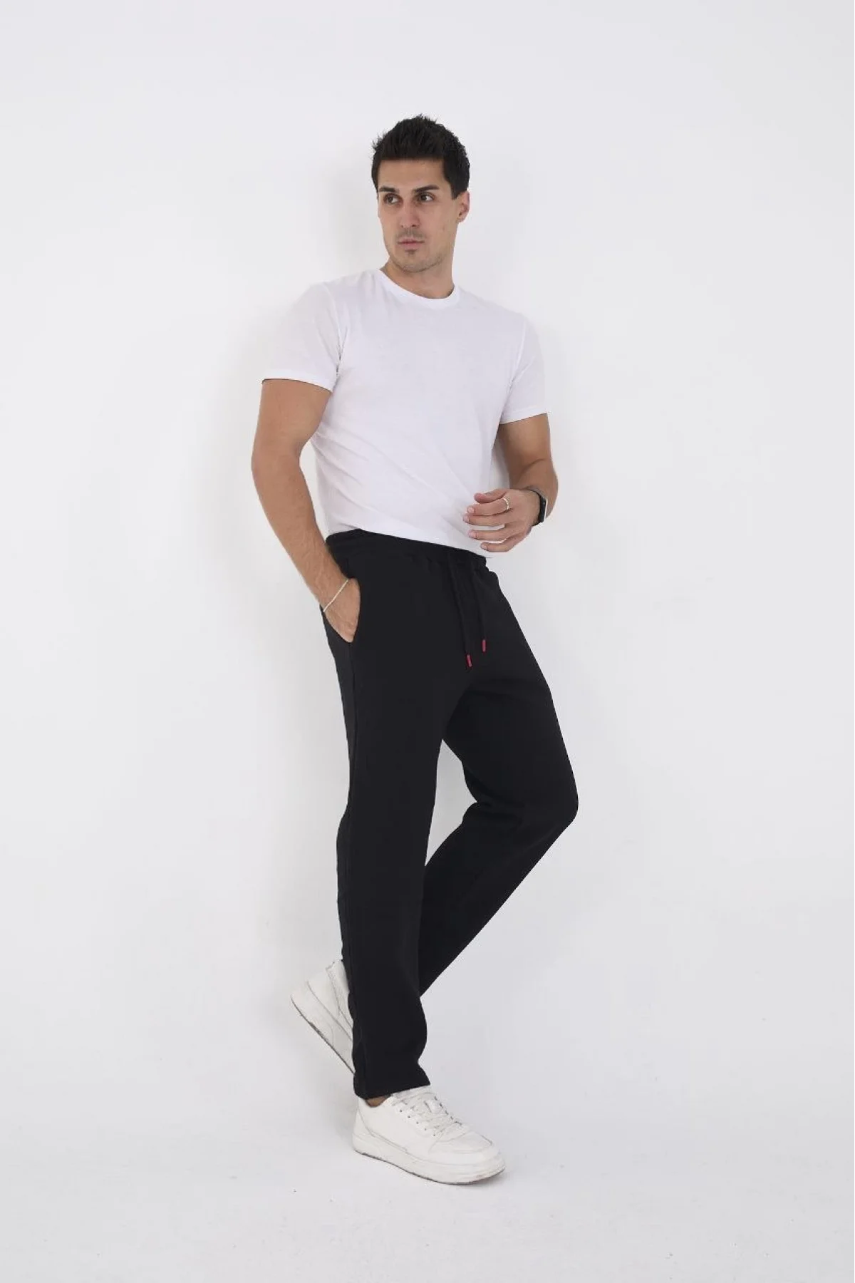 Erkek Üç İplik Basic Eşofman Pantolon - Siyah