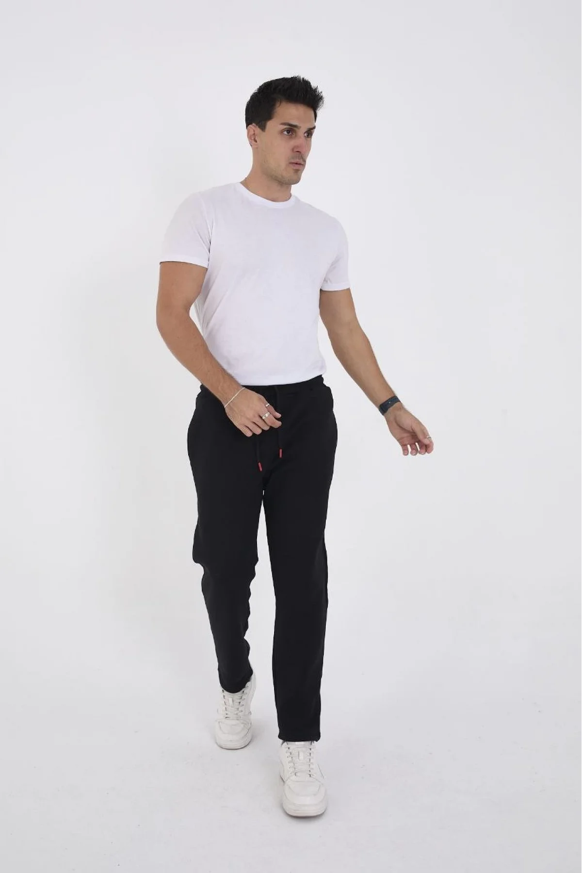 Erkek Üç İplik Basic Eşofman Pantolon - Siyah