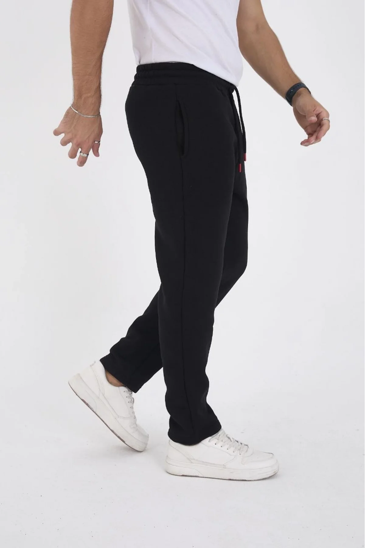Erkek Üç İplik Basic Eşofman Pantolon - Siyah