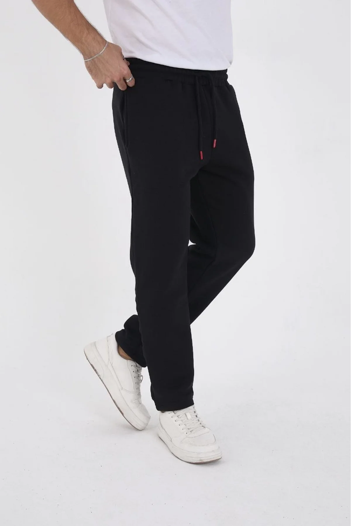 Erkek Üç İplik Basic Eşofman Pantolon - Siyah