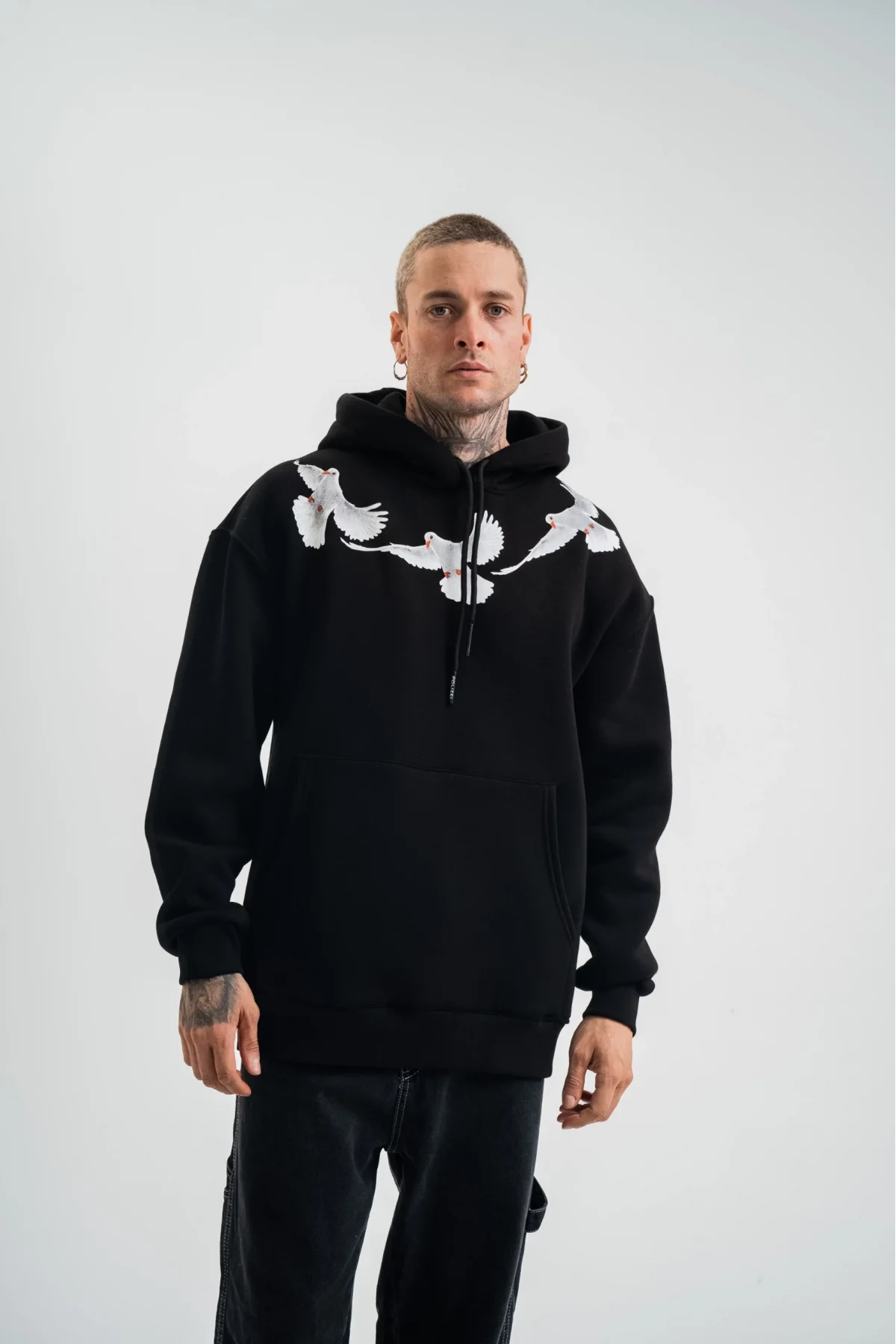 Unisex Uzun Kol Bisiklet Yaka Yıkamalı SweatShirt - Siyah