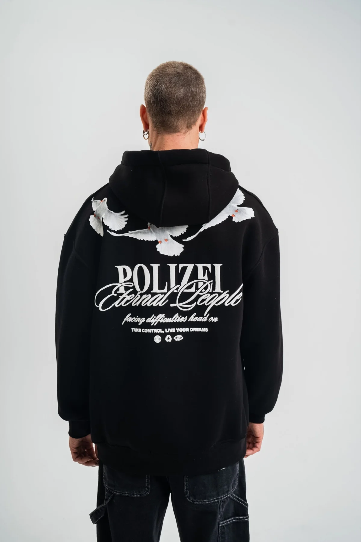 Unisex Uzun Kol Bisiklet Yaka Yıkamalı SweatShirt - Siyah