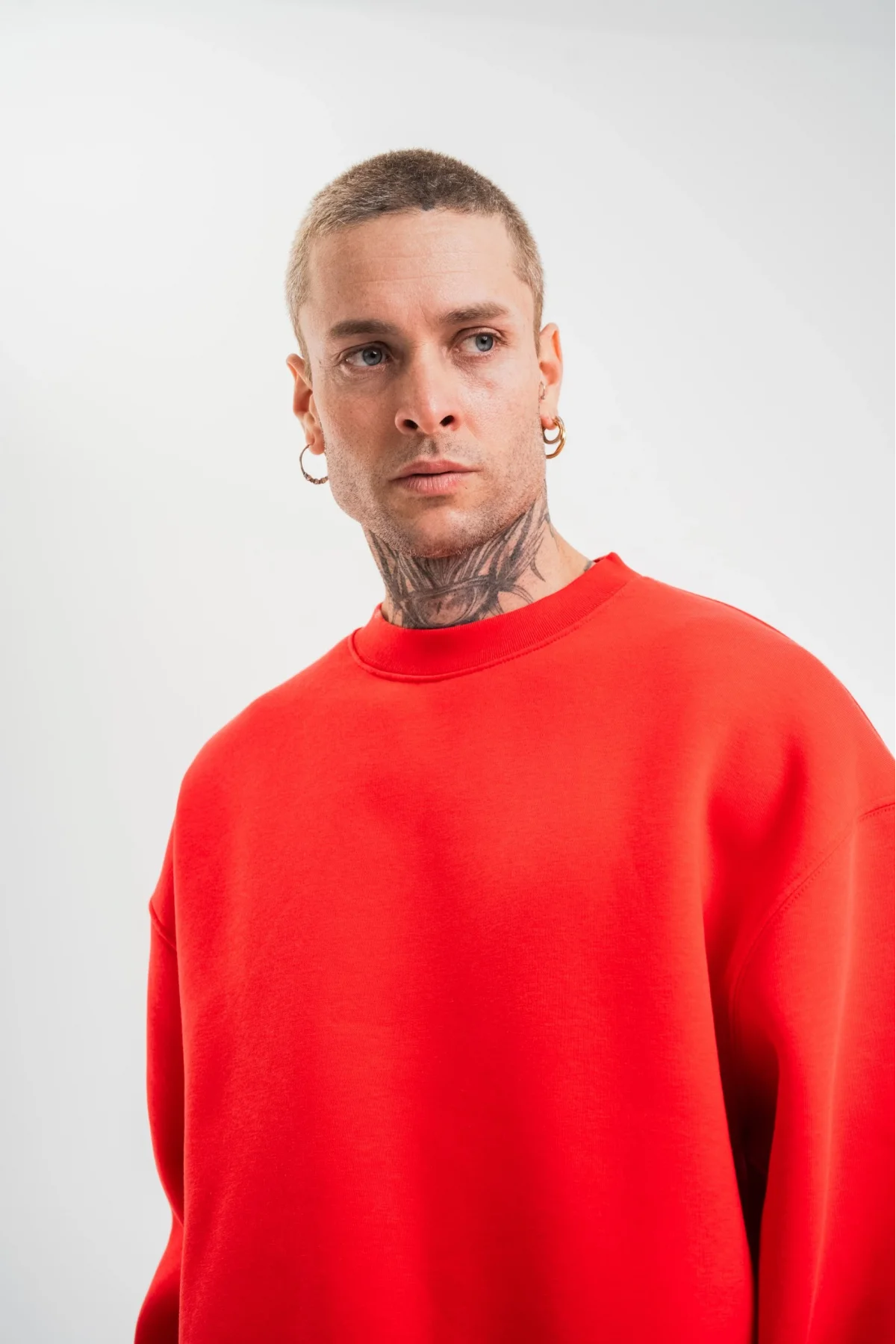 Uzun Kol Bisiklet Yaka Basic SweatShirt - Kırmızı