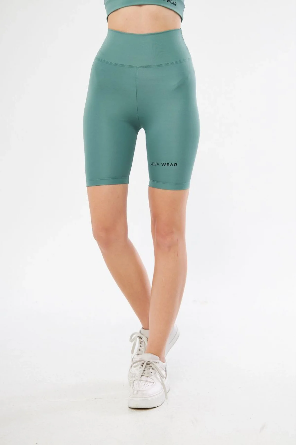 Yüksek Bel Biker Sporcu Şort - Mint Yeşili