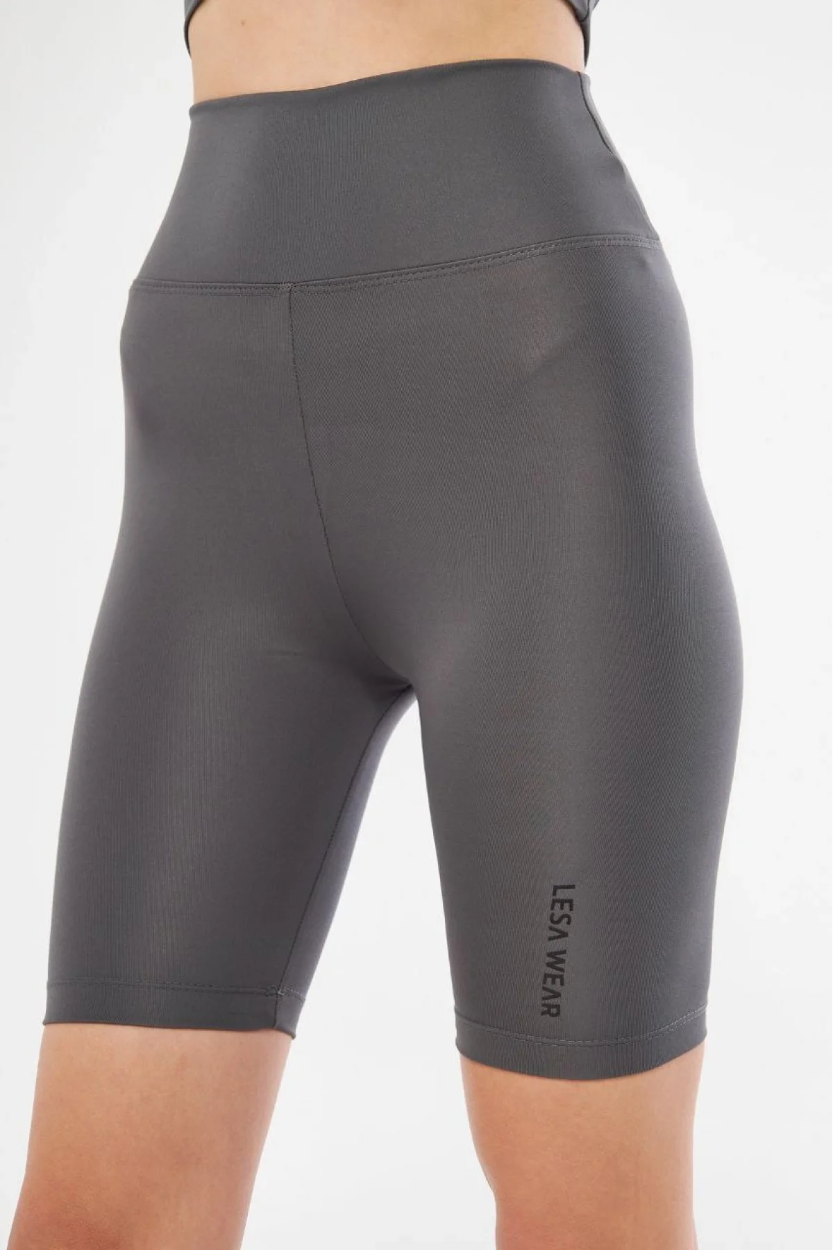 Yüksek Bel Biker Sporcu Şort - Füme