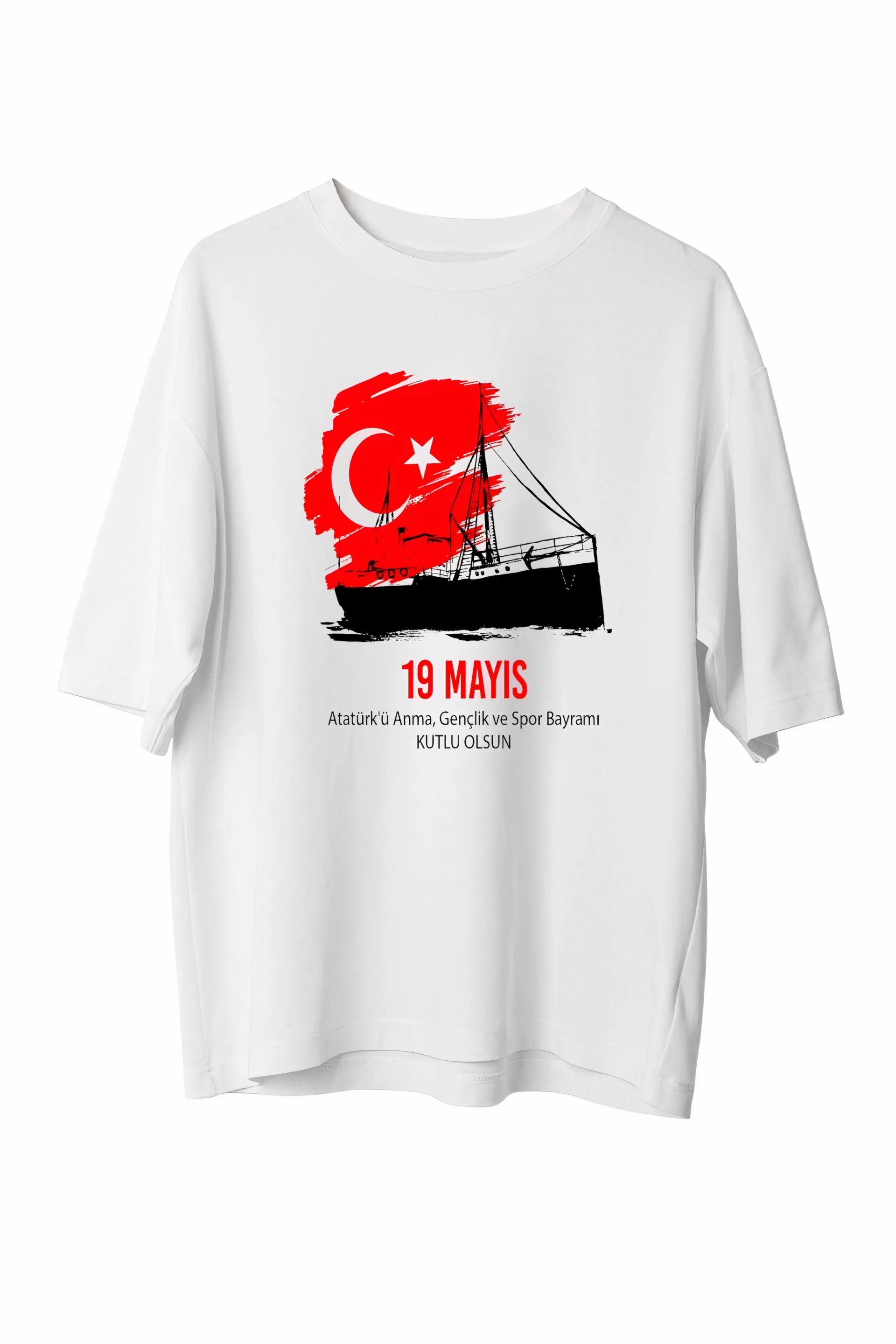 19 Mayıs 20/1 Unisex Baskılı T-shirt - Beyaz