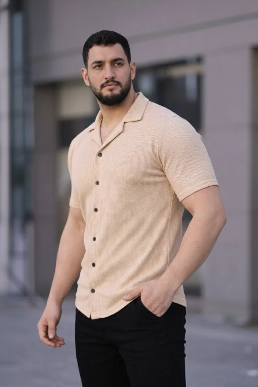 Erkek Waffle Dokuma Açık Yakalı Düğmeli Regular Kalıp 2’li Gömlek Seti - Lacivert & Gri Görsel 5