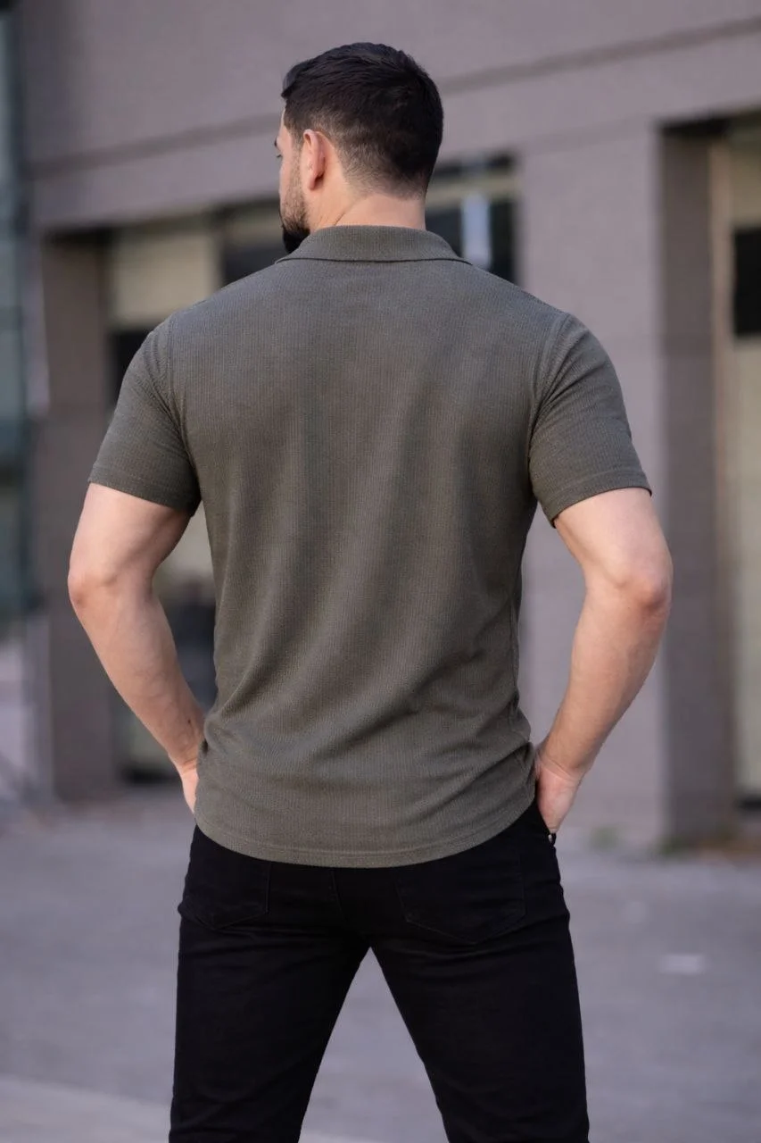 Erkek Waffle Dokuma Açık Yakalı Düğmeli Regular Kalıp 2’li Gömlek Seti - Lacivert & Gri Görsel 4