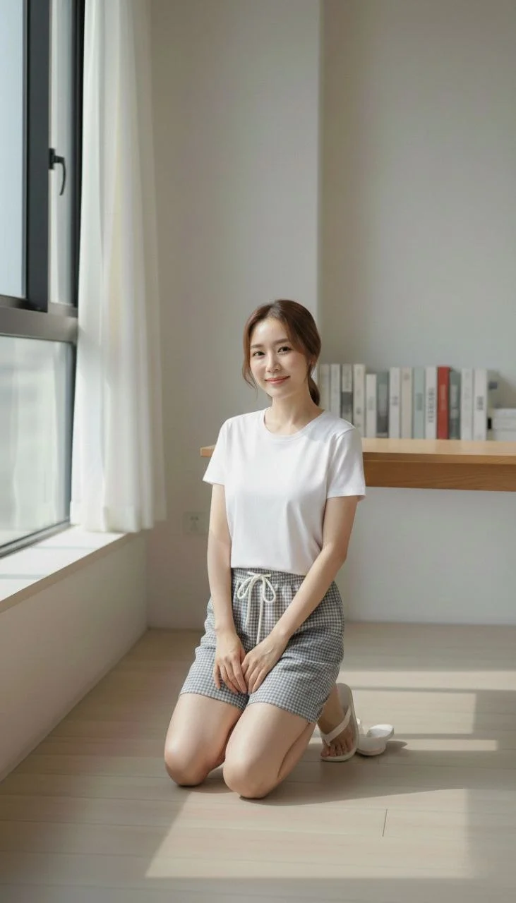 Kadın Pötikareli Şort Beli Lastikli Bağcıklı Cepli Kesim Şort - Füme