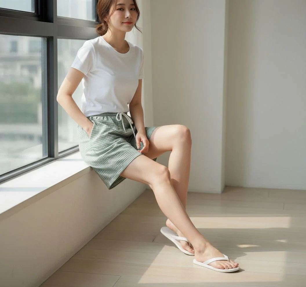 Kadın Pötikareli Şort Beli Lastikli Bağcıklı Cepli Kesim Şort - Mint Yeşili