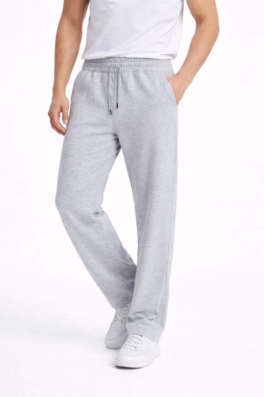 Erkek Düz Paça Beli Lastikli Eşofman Alt Pantolon - Gri