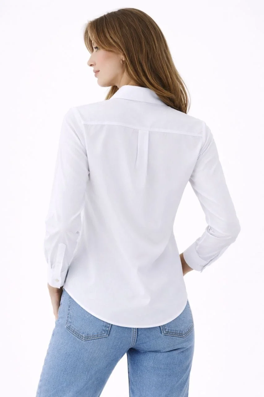 Kadın Uzun Kollu Gömlek Düğmeli Klasik Yaka Günlük ve Ofis Şıklığına uygun - Beyaz