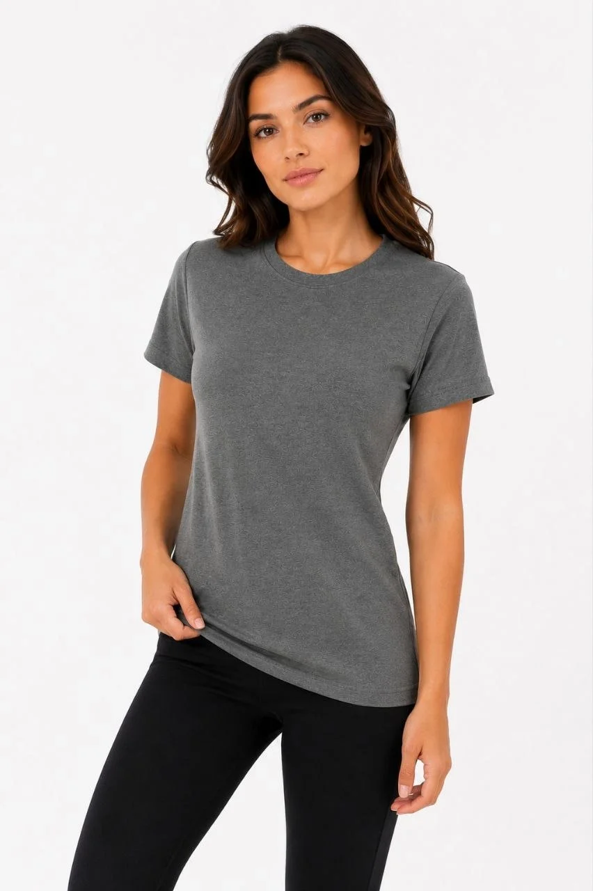 Kadın Basic Tişört Bisiklet Yaka Kısa Kol Günlük Yazlık Slim fit T-Shirt