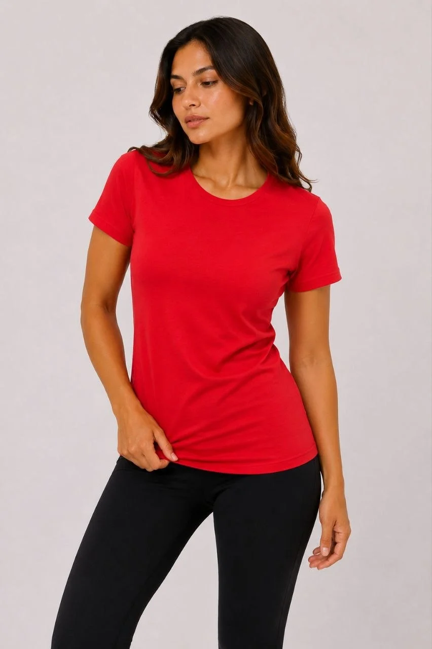 Kadın Basic Tişört Bisiklet Yaka Kısa Kol Günlük Yazlık Slim fit T-Shirt