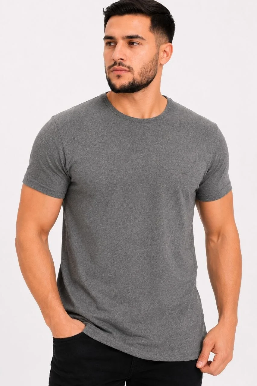 Erkek Basic Tişört Bisiklet Yaka Kısa Kol Günlük Yazlık Slim fit T-Shirt