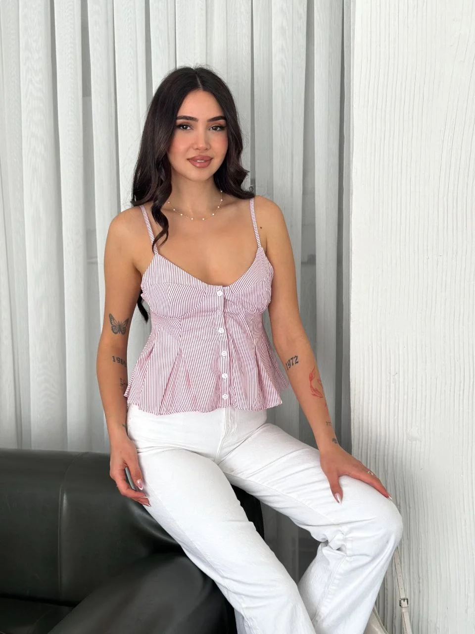 Askılı Dekolte deraylı crop - Kırmızı Görsel 4