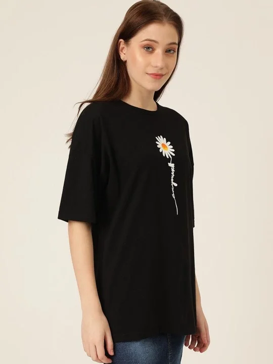 Baskılı Kadın T-shirt - Siyah Görsel 5