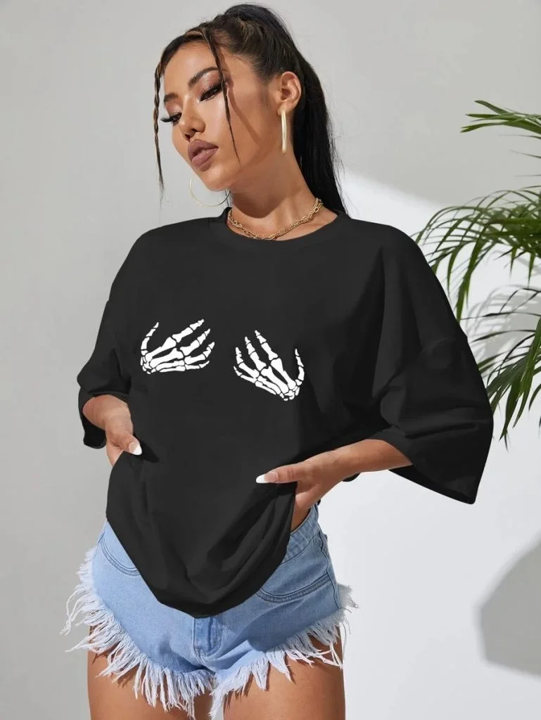 Baskılı Kadın T-shirt - Siyah Görsel 2
