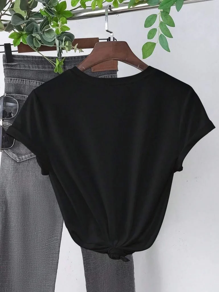 Baskılı Kadın T-shirt - Siyah Görsel 2