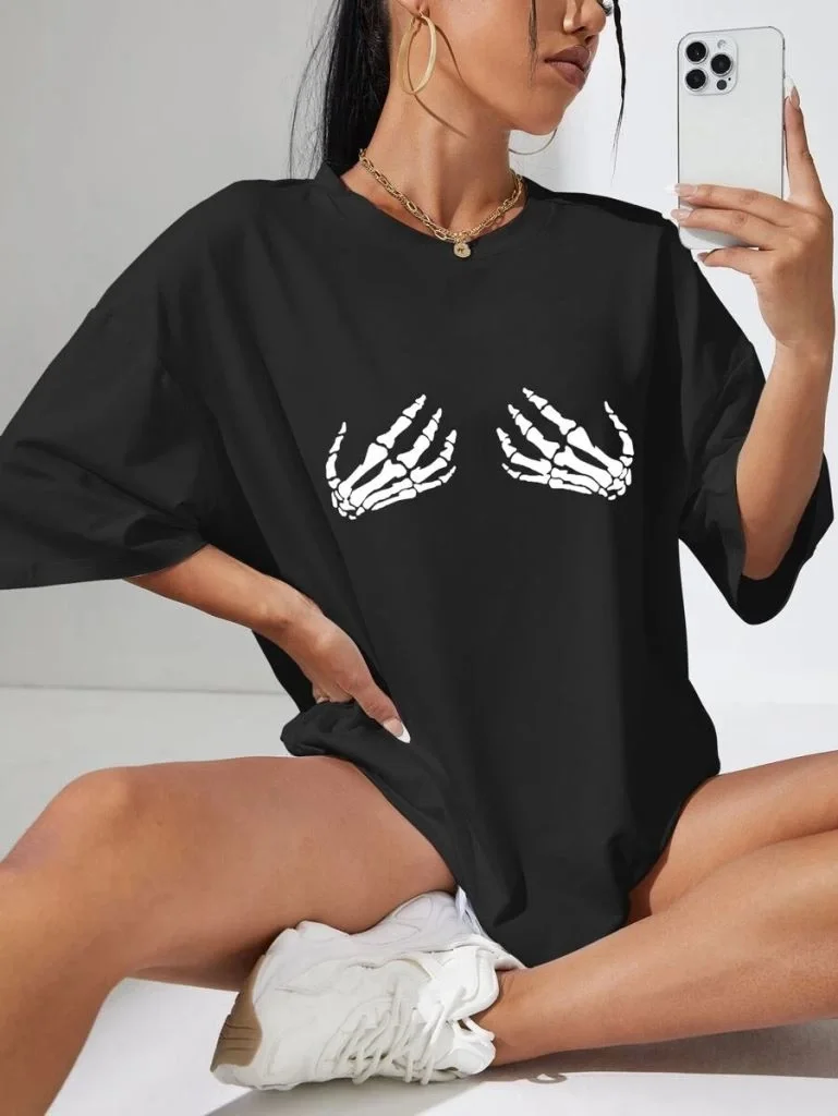 Baskılı Kadın T-shirt - Siyah