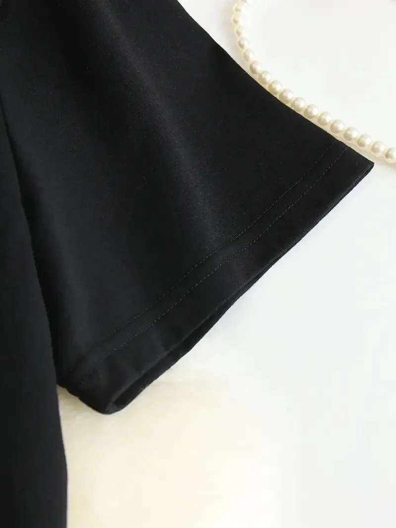 Kadın Beyaz "I've Got Your Back" Grafik Tişört - Eğlenceli Çubuk Tasarımlı Oversize Günlük Kısa Kollu Tişört, Polyester Örgü, Yuvarlak Yaka, İlkbahar ve Yaz için Mükemmel, Günlük Giyim Tişört | Eğlenceli Tasarım | Polyester Kumaş- Siyah Görsel 2