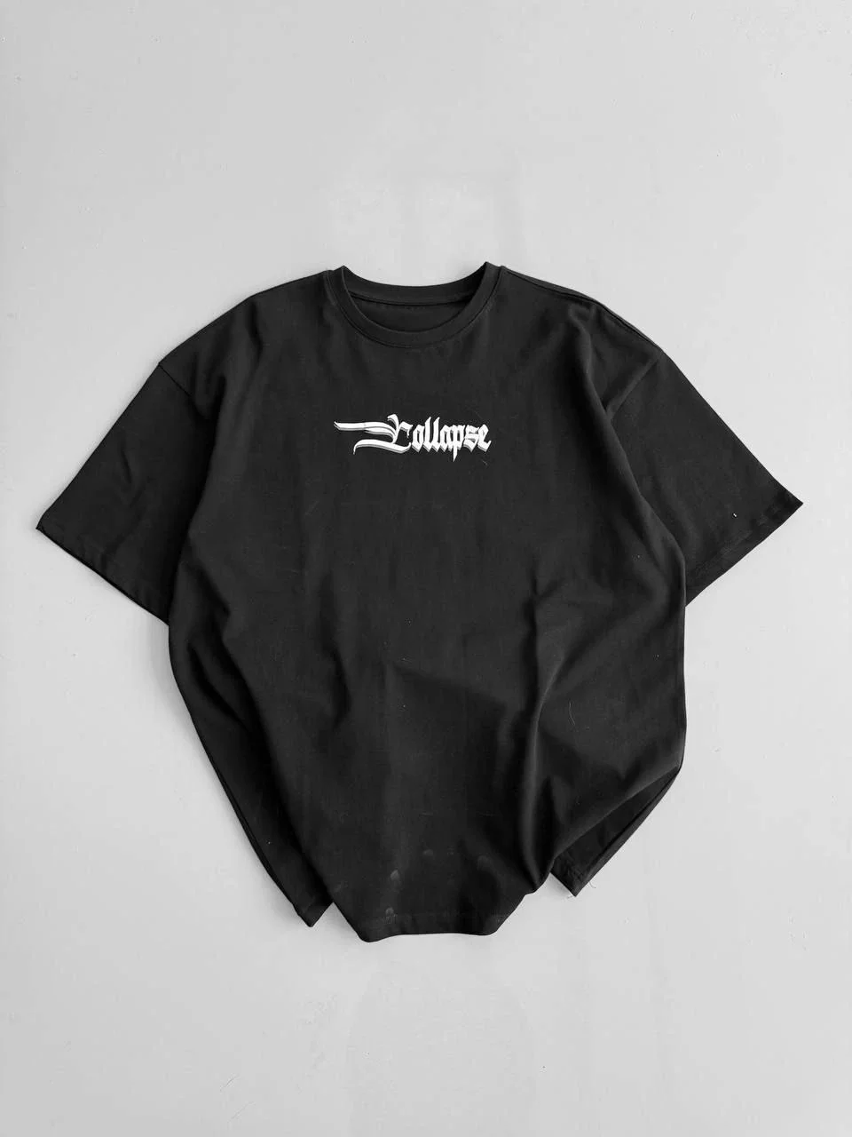 erkek 20/1 Penye Compack Baskılı Oversize Bisiklet Yaka Kısa Kol Yazlık T-shirt - Siyah