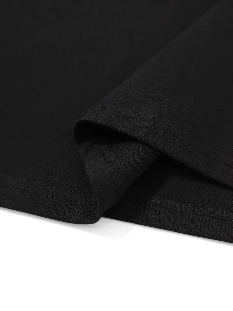 20/1 Penye Compack Palmiye Baskılı Oversize Bisiklet Yaka Kısa Kol T-shirt - Siyah Görsel 4