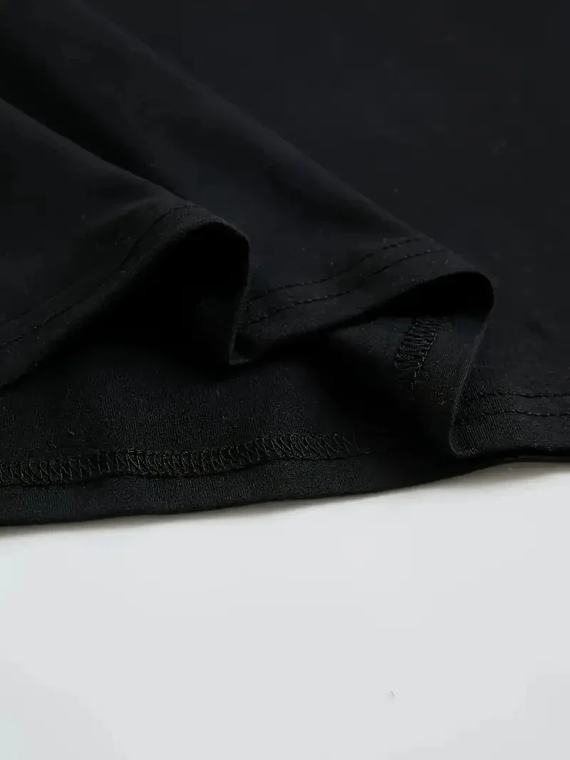 Büyük Boy Ayıcık Baskılı Bisiklet Yaka T-Shirt, İlkbahar & Yaz İçin Rahat Kısa Kollu T-Shirt, Kadın Giyim - Siyah Görsel 4