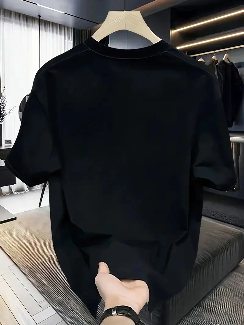 Rahat Bisiklet Yaka Tişört, Yaratıcı Karikatür Baskı - Yumuşak Polyester, Her Mevsim Giyilebilir- Siyah Görsel 2