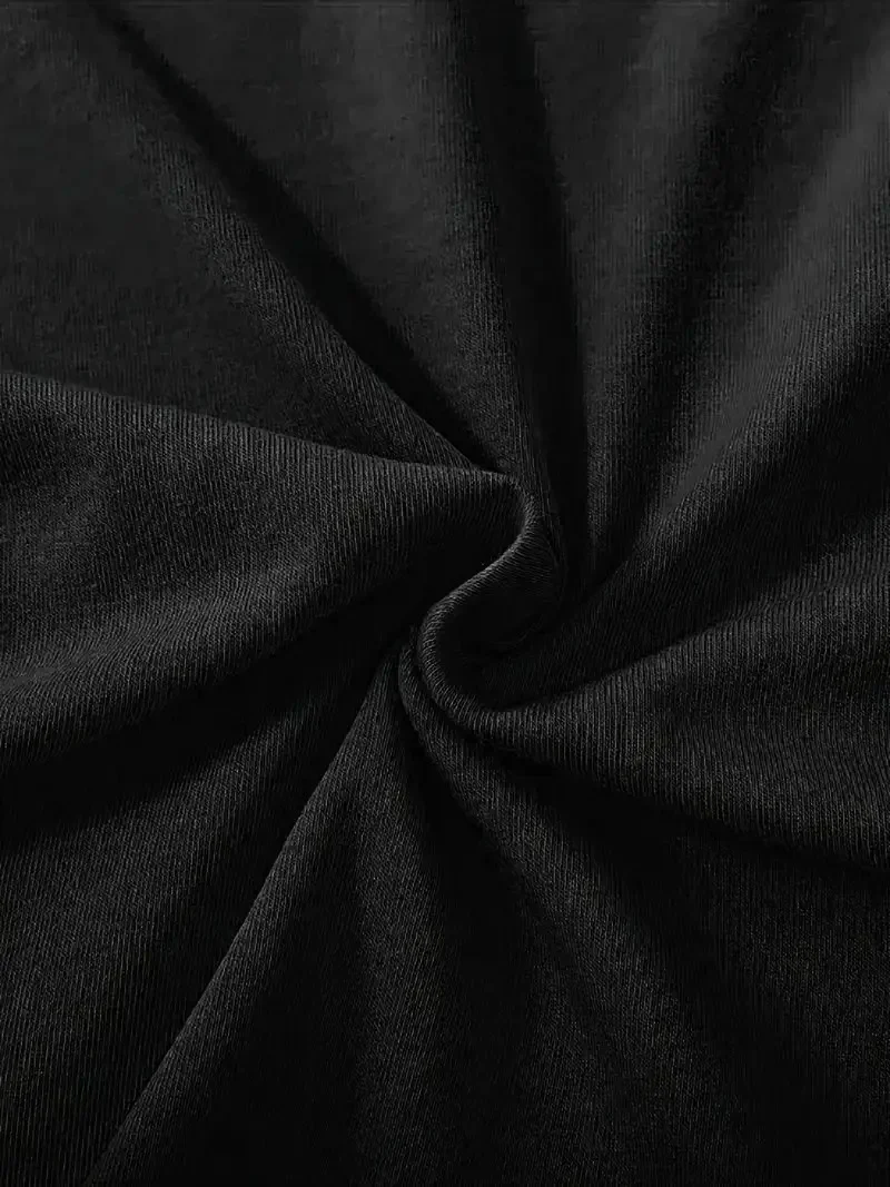 Kadın fiyonk Ön Arka baskılı siyah oversize Kısa Kol t-shirt- Siyah Görsel 2