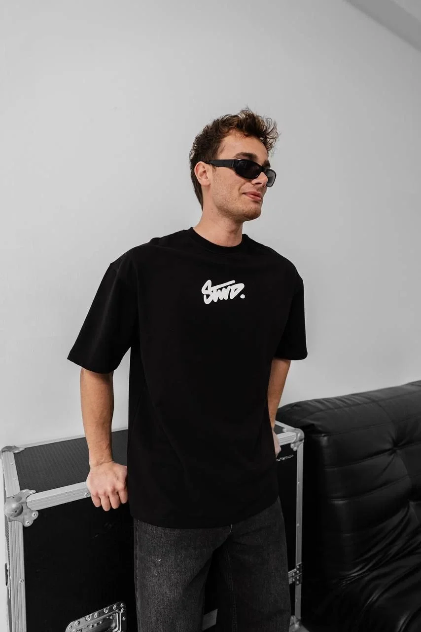 Erkek Baskılı Oversize T-shirt - Siyah Görsel 5
