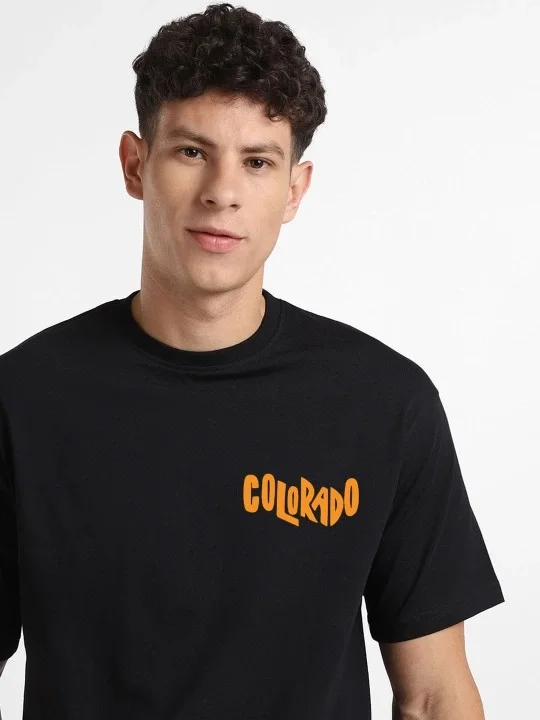 Erkek Baskılı Oversize T-shirt - Siyah Görsel 3