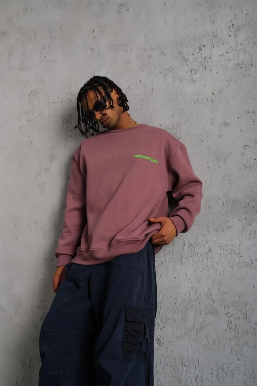 Erkek Baskılı Sweat - Gül Kurusu Görsel 3