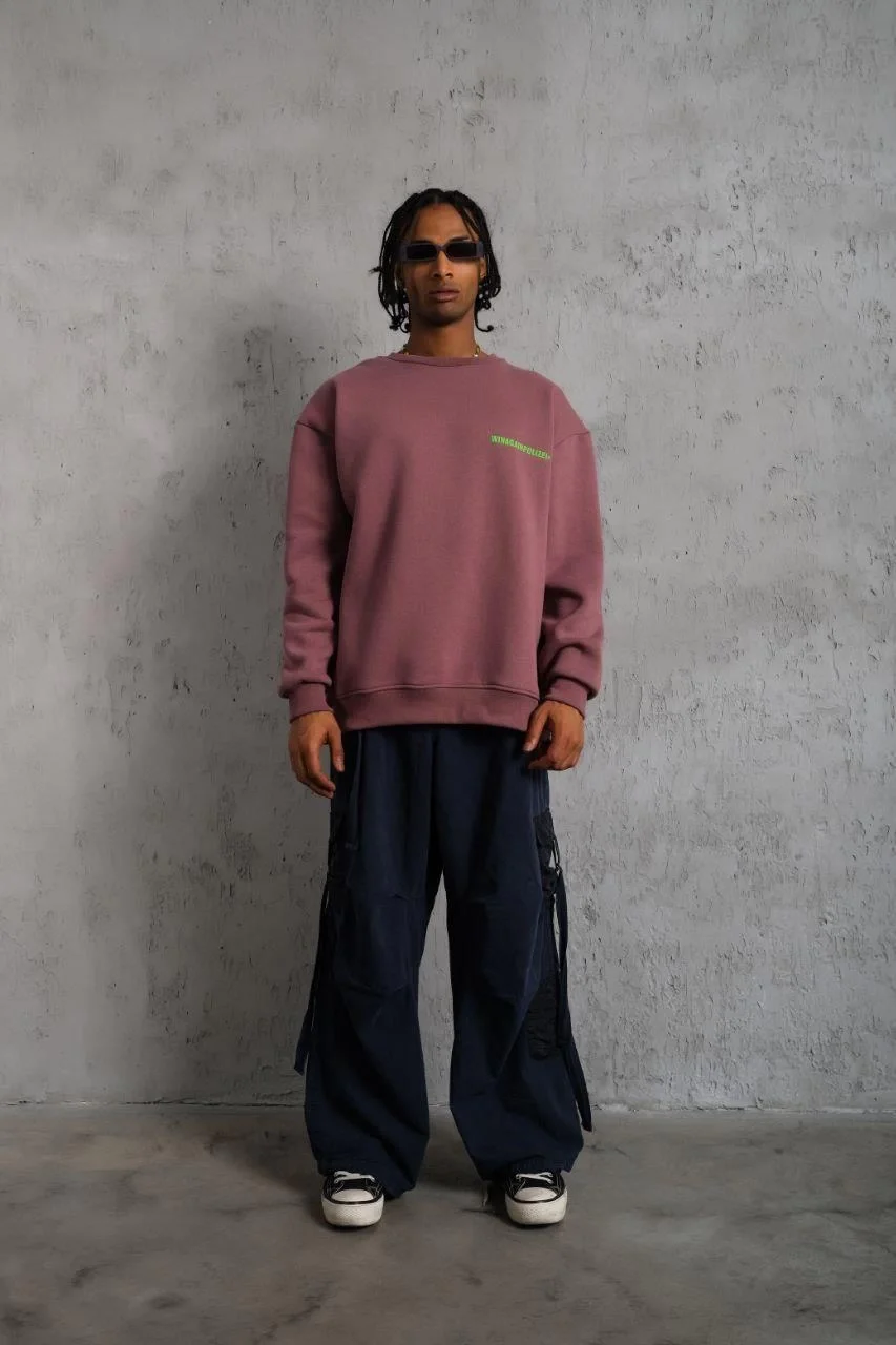 Erkek Baskılı Sweat - Gül Kurusu Görsel 4