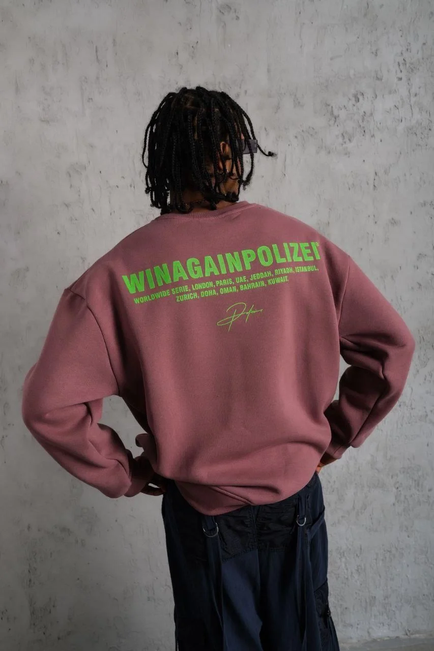 Erkek Baskılı Sweat - Gül Kurusu Görsel 5