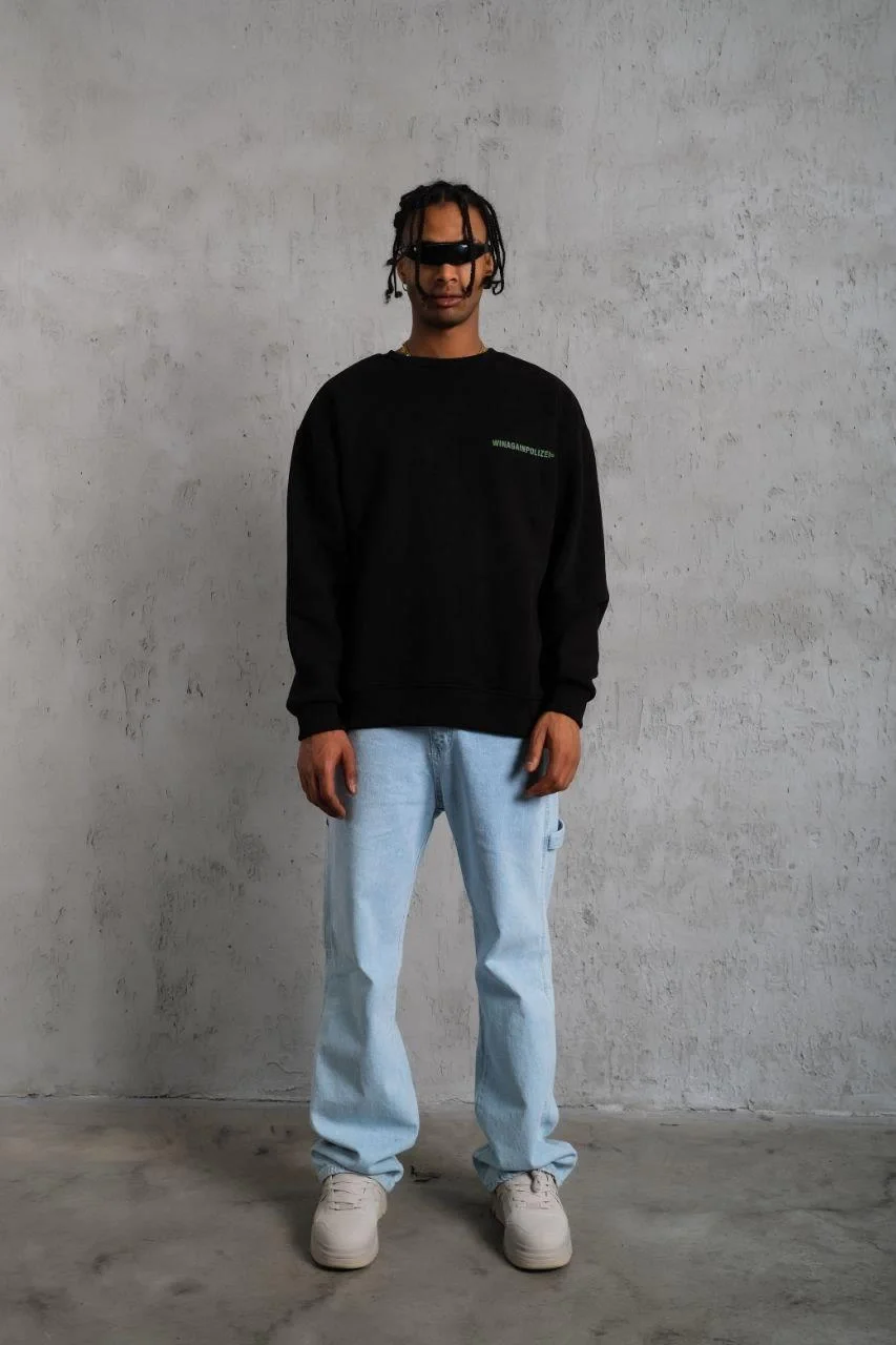 Erkek Baskılı Sweat - Siyah Görsel 3