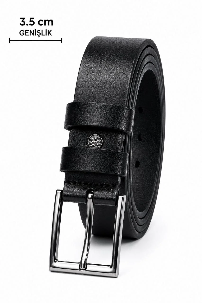 Erkek Hakiki Deri 3.5 cm Klasik Kemer Metal Tokalı Günlük ve Klasik Kullanım