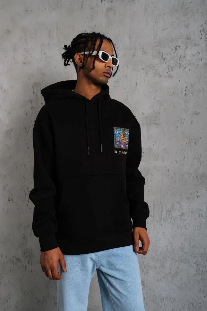 Erkek Patel Six Baskılı Kapüşonlu Sweat - Siyah Görsel 4