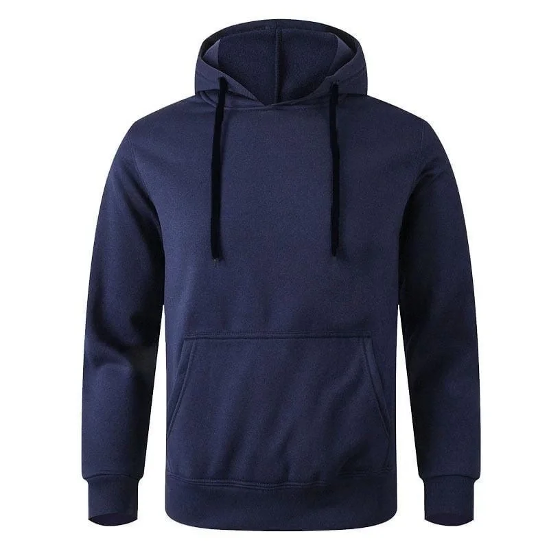 Erkek Uzun Kol Kapşonlu Basic Sweatshirt hoodie - Lacivert Görsel 3
