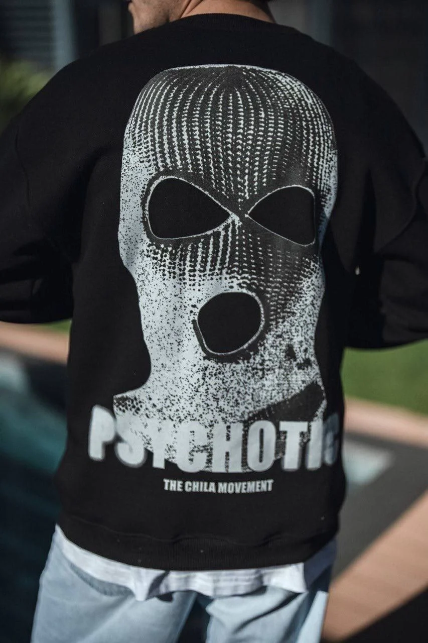 Kışlık Bisiklet Yaka Baskılı SweatShirt - Siyah Görsel 3