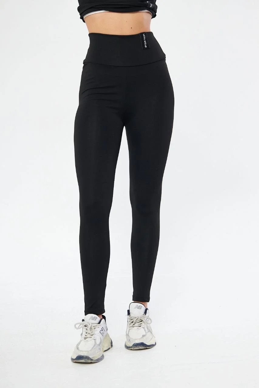 Kadın Yüksek Bel Toparlayicı ve Sıkılaştırıcı Likralı Şardonlu Tayt - Siyah